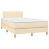 vidaXL Cama box spring con colch&oacute;n y luces LED tela crema 120x190 cm