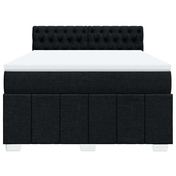 vidaXL Cama box spring con colch&oacute;n tela negro 160x200 cm
