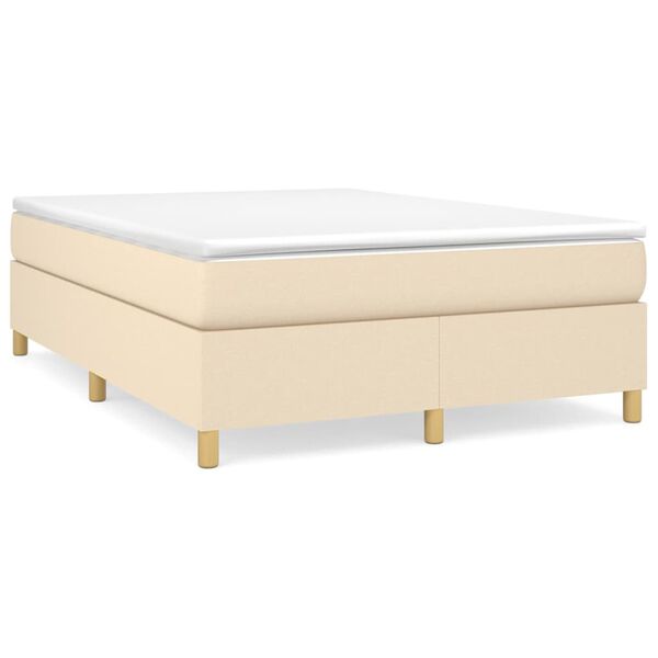 vidaXL Cama box spring con colch&oacute;n tela color crema 140x200 cm