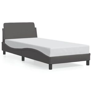 vidaXL Estructura de cama Dover cuero sint&eacute;tico gris 90x190 cm