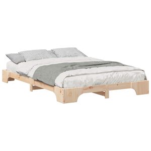 vidaXL Estructura de cama Marr&oacute;n 140 x 210 cm Madera de pino macizo