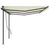 vidaXL Toldo retr&aacute;ctil manual con postes crema 6x3,5 m