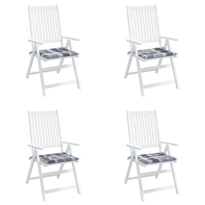 vidaXL Cojines de silla de jardín 4 uds tela a cuadros gris 50x50x3 cm