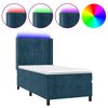 vidaXL Cama box spring colch&oacute;n y LED terciopelo azul oscuro 90x200 cm