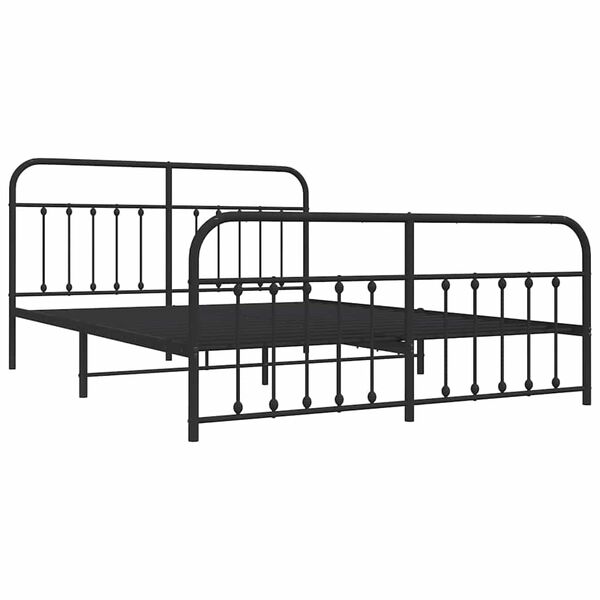 vidaXL Estructura cama sin colch&oacute;n con estribo metal negro 180x200 cm