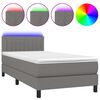 vidaXL Cama box spring colch&oacute;n y luces LED tela gris oscuro 80x200 cm