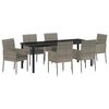 vidaXL Conjunto de Comedor de Jard&iacute;n 7 pcs Gris rat&aacute;n sint&eacute;tico