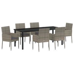 vidaXL Conjunto de Comedor de Jard&iacute;n 7 pcs Gris rat&aacute;n sint&eacute;tico