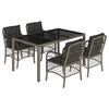 vidaXL Set comedor de jard&iacute;n 5 piezas con cojines rat&aacute;n sint&eacute;tico gris