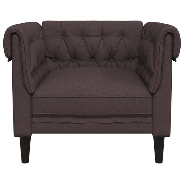 vidaXL Sillón Chesterfield de tela marrón oscuro