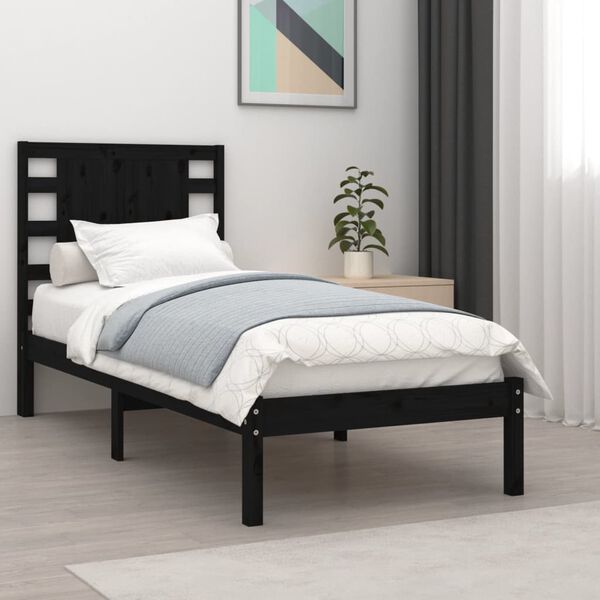 vidaXL Estructura de cama madera maciza de pino negra 100x200 cm