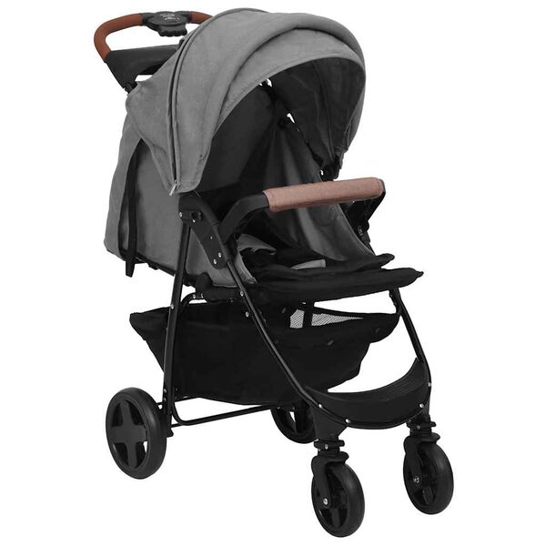 vidaXL Carrito de beb&eacute;s 3 en 1 de acero gris claro