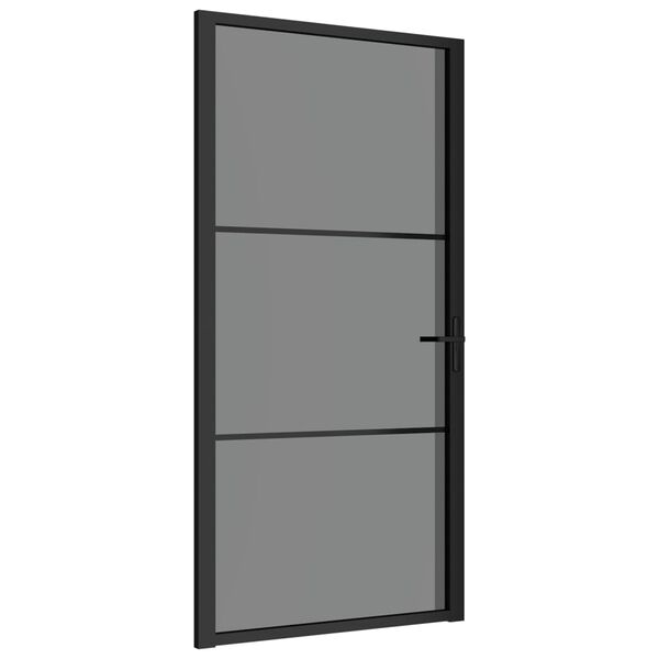 vidaXL Puerta interior vidrio EGS y aluminio negro 102,5x201,5 cm