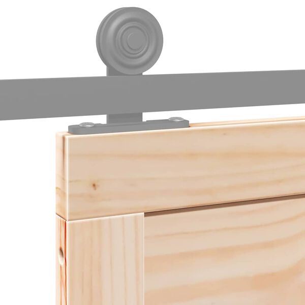 Puerta Corredera De Granero De Madera De Pino Maciza - Color Marrón Encerado, Medidas 80 X 208 Cm, Ideal Para Ahorrar Espacio En Baños, Dormitorios O Armarios