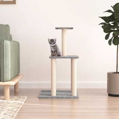 vidaXL Rascador para gatos con postes de sisal gris claro 85,5 cm