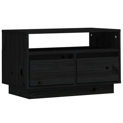 vidaXL Mueble de TV de madera maciza de pino negro 60x35x37 cm