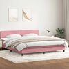vidaXL Cama box spring con colch&oacute;n y LED terciopelo rosa 180x210 cm