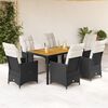 vidaXL Set de comedor de jard&iacute;n 7 pzas y cojines rat&aacute;n sint&eacute;tico negro