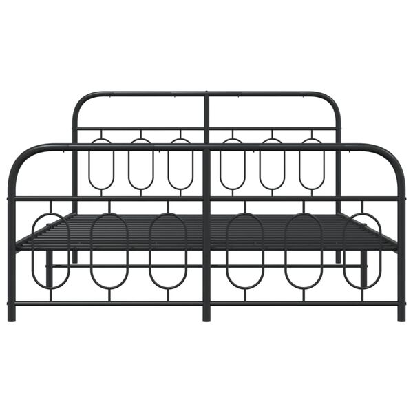 vidaXL Estructura cama sin colchón con estribo metal negro 135x190 cm