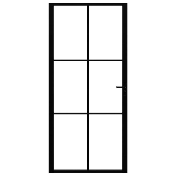 vidaXL Puerta interior vidrio ESG y aluminio negro 93x201,5 cm