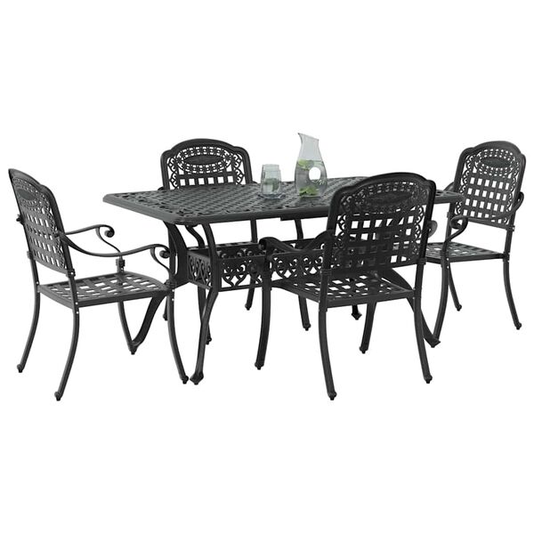 vidaXL Conjunto de Comedor de Jard&iacute;n 5 pcs Negro Aluminio