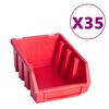 vidaXL Kit de cajas de almacenaje 141 pzas paneles de pared rojo/negro