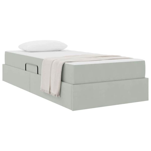 vidaXL Cama con almacenamiento y colch&oacute;n Gris Claro 90 x 190 cm
