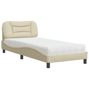 vidaXL Cama con colch&oacute;n Hvar tela color crema 90x200 cm