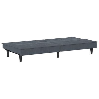 vidaXL Sofá cama con portavasos terciopelo gris oscuro