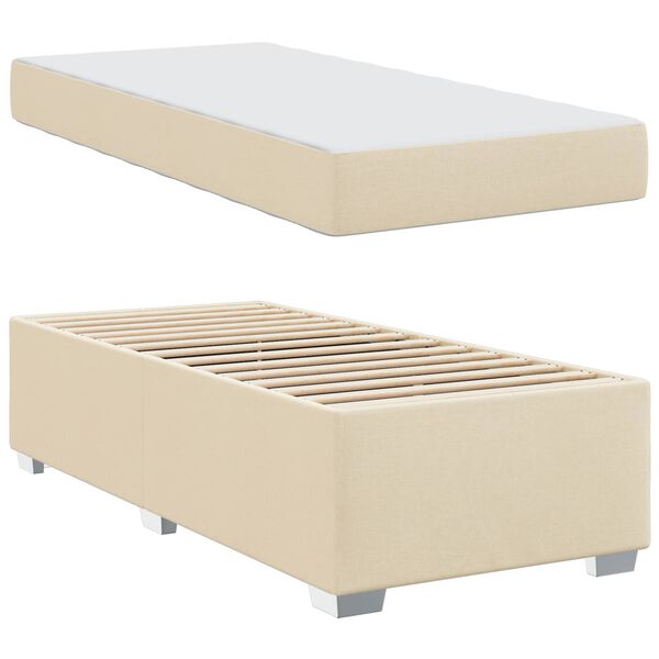 vidaXL Estructura de cama con colch&oacute;n Crema 90 x 190 cm tela