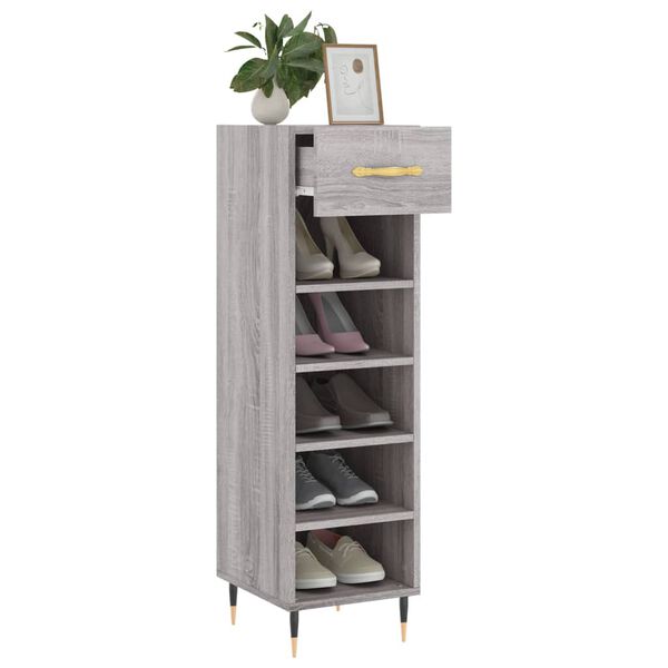 vidaXL Zapatero madera de ingenier&iacute;a gris Sonoma 30x35x105 cm