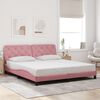 vidaXL Estructura de cama con LED sin colch&oacute;n terciopelo rosa 180x200 cm