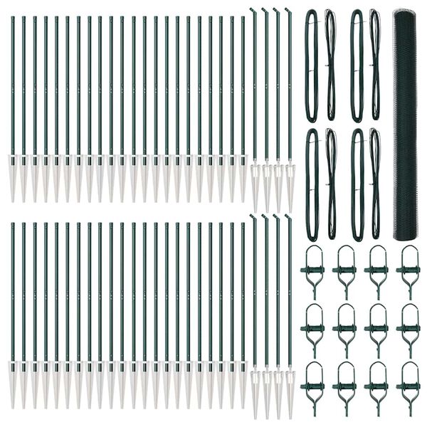 vidaXL Poste de Valla Verde 100 x 1,6 m (malla de 25 mm) Acero y PVC