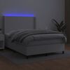 vidaXL Cama box spring colch&oacute;n y LED cuero sint&eacute;tico blanco 140x190 cm