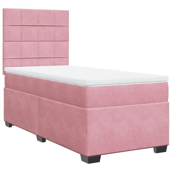 vidaXL Cama box spring con colch&oacute;n terciopelo rosa 90x200 cm
