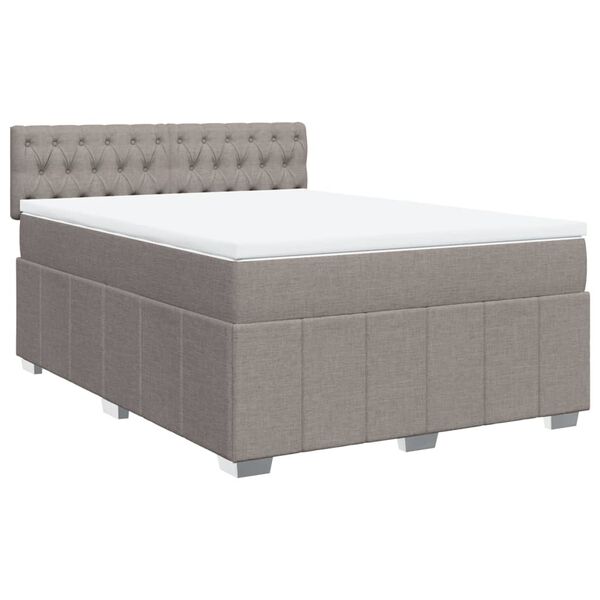 vidaXL Cama box spring con colchón tela gris taupe 160x200 cm