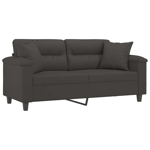 vidaXL Sof&aacute; 2 plazas almohadas y cojines microfibra gris oscuro 140 cm