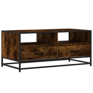 vidaXL Mesa de centro madera ingenier&iacute;a metal roble humo 100x50x45 cm