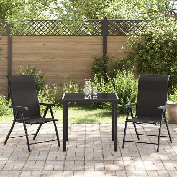 vidaXL Conjunto de Comedor de Jard&iacute;n 3 pcs Negro Polirat&aacute;n