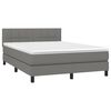 vidaXL Cama box spring colch&oacute;n y luces LED tela gris oscuro 140x190 cm