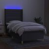 vidaXL Cama box spring colch&oacute;n y luces LED tela gris oscuro 100x200 cm