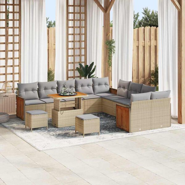 vidaXL Conjunto de sof&aacute;s de jard&iacute;n con coj&iacute;n 17 pcs Beige y Gris Claro