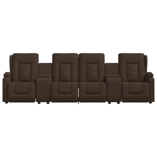 vidaXL Sillón reclinable masaje 4 plazas y portavasos cuero PE marrón