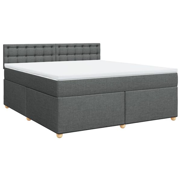 vidaXL Cama box spring con colch&oacute;n tela gris oscuro 180x200 cm