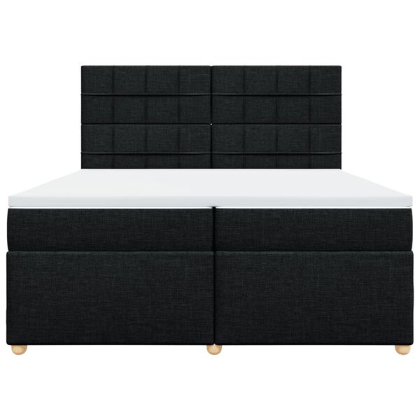 vidaXL Cama box spring con colch&oacute;n tela negro 200x200 cm