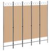 vidaXL Biombos de 5 Paneles Beige 200 x 180 cm Tela