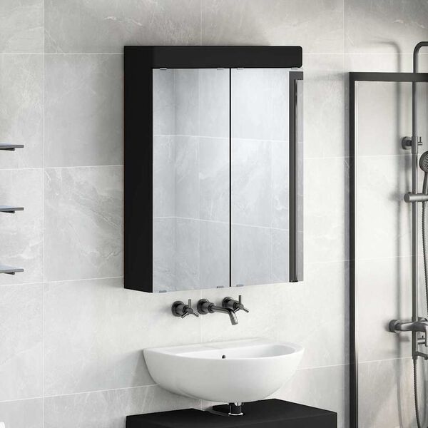 vidaXL Armario con espejo de ba&ntilde;o TULUM Negro 60 x 16,5 x 78 cm