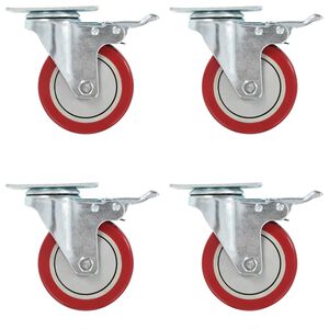 vidaXL Ruedas giratorias con frenos dobles 4 unidades 100 mm