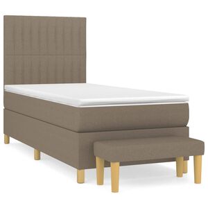 vidaXL Cama box spring con colch&oacute;n tela gris taupe 100x200 cm