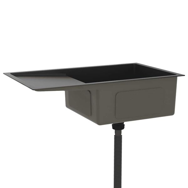 vidaXL Fregadero hecho a mano de acero inoxidable negro